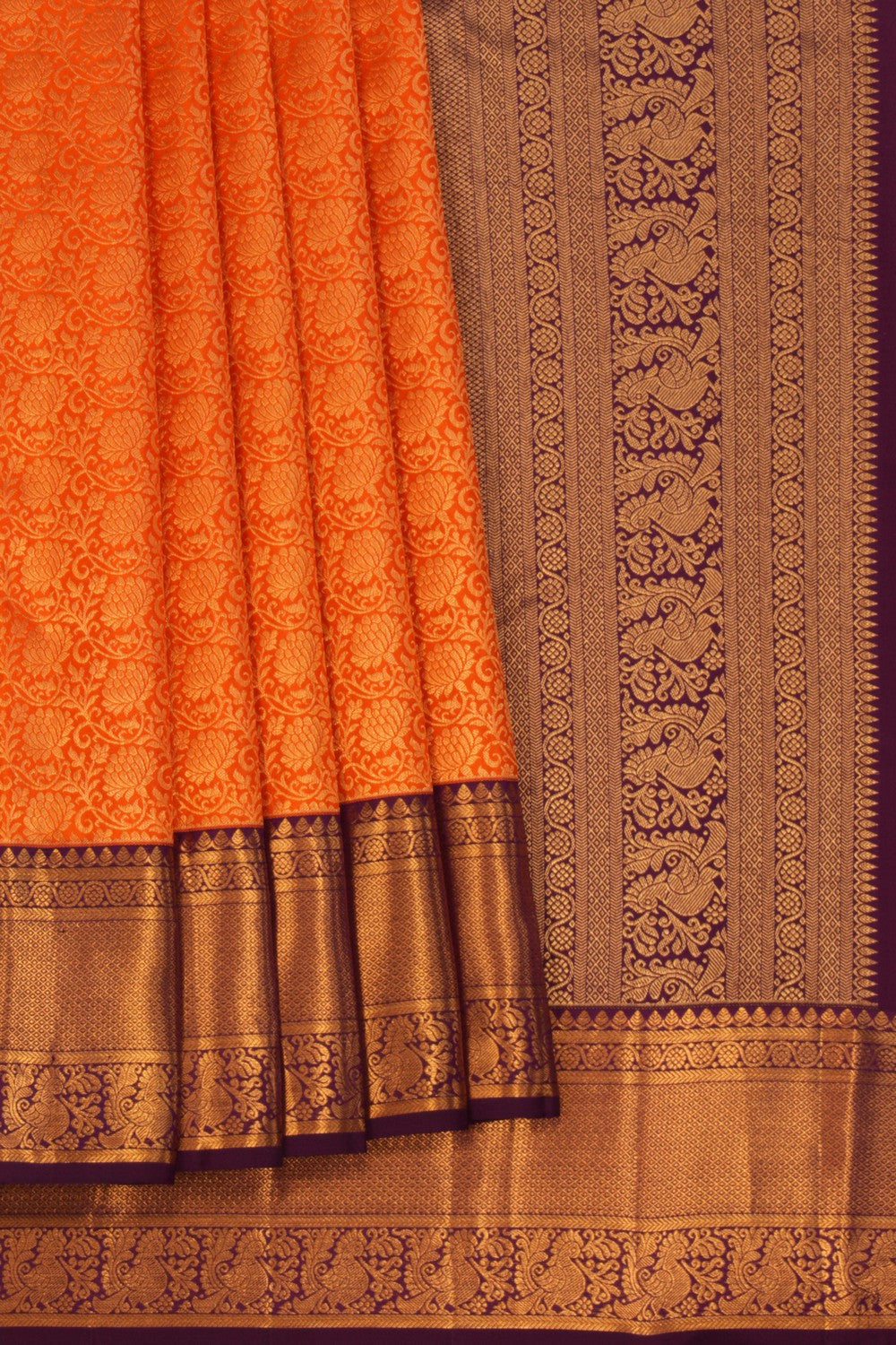 Image of Kanchipattu Orange Brocade A Rich, Luminous Sheen Saree